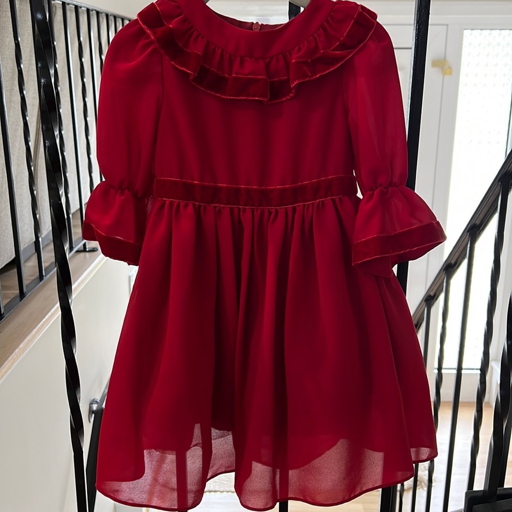 Worn for 2 hrs!! Red dress for girls by Patachou. lightweight chiffon
